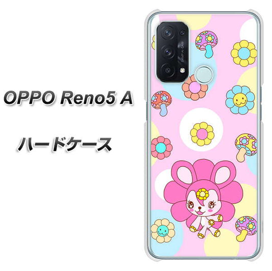 SIMフリー オッポ Reno5 A 高画質仕上げ 背面印刷 ハードケース【AG823 フラワーうさぎのフラッピョン(ピンク)】