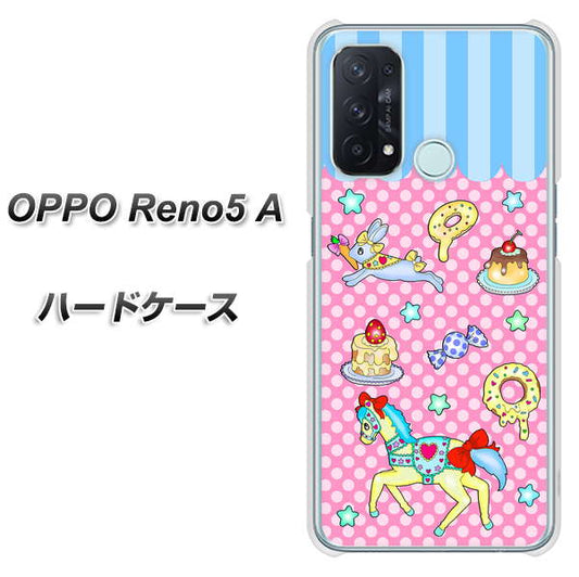 SIMフリー オッポ Reno5 A 高画質仕上げ 背面印刷 ハードケース【AG827 メリーゴーランド(ピンク)】