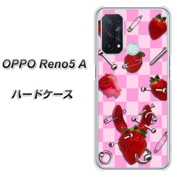 SIMフリー オッポ Reno5 A 高画質仕上げ 背面印刷 ハードケース【AG832 苺パンク(ピンク)】
