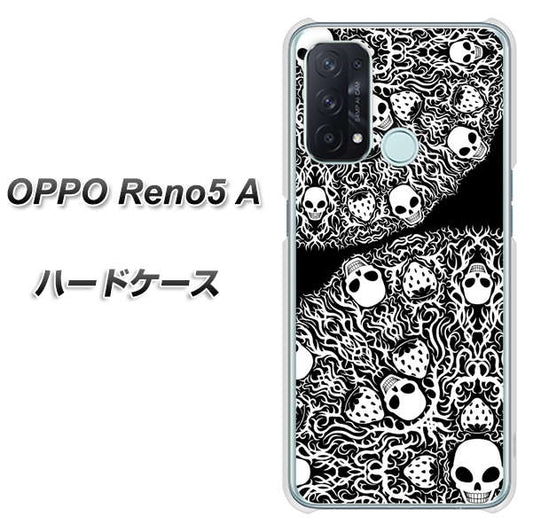 SIMフリー オッポ Reno5 A 高画質仕上げ 背面印刷 ハードケース【AG834 苺骸骨曼荼羅(黒)】