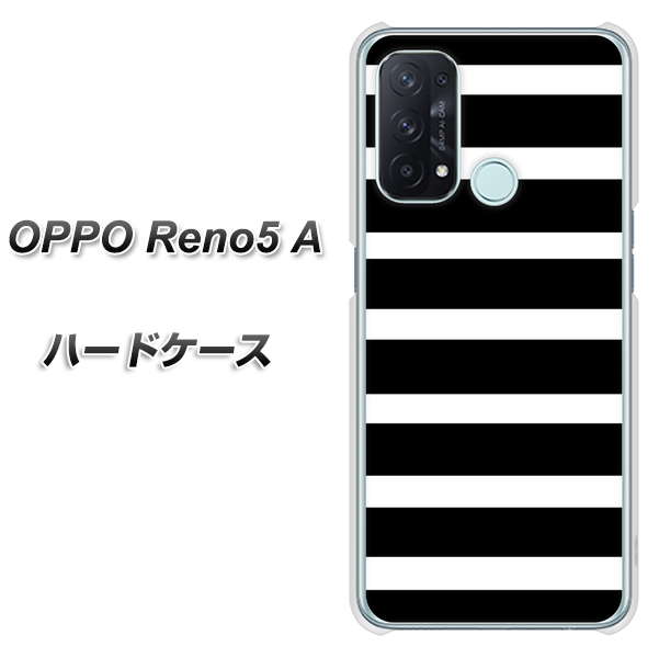 SIMフリー オッポ Reno5 A 高画質仕上げ 背面印刷 ハードケース【EK879 ボーダーブラック(L)】