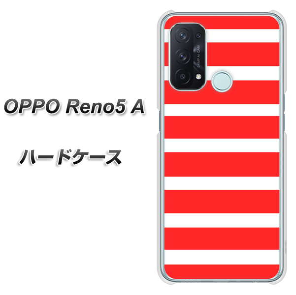 SIMフリー オッポ Reno5 A 高画質仕上げ 背面印刷 ハードケース【EK881 ボーダーレッド】