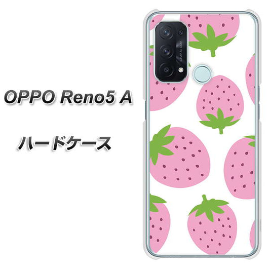 SIMフリー オッポ Reno5 A 高画質仕上げ 背面印刷 ハードケース【SC816 大きいイチゴ模様 ピンク】