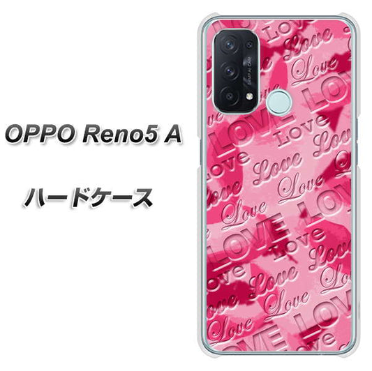 SIMフリー オッポ Reno5 A 高画質仕上げ 背面印刷 ハードケース【SC845 フラワーヴェルニLOVE濃いピンク（ローズアンディアン）】