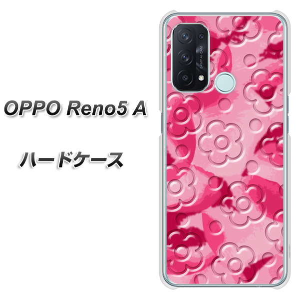 SIMフリー オッポ Reno5 A 高画質仕上げ 背面印刷 ハードケース【SC847 フラワーヴェルニ花濃いピンク(ローズアンディアン)】
