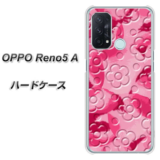 SIMフリー オッポ Reno5 A 高画質仕上げ 背面印刷 ハードケース【SC847 フラワーヴェルニ花濃いピンク（ローズアンディアン）】
