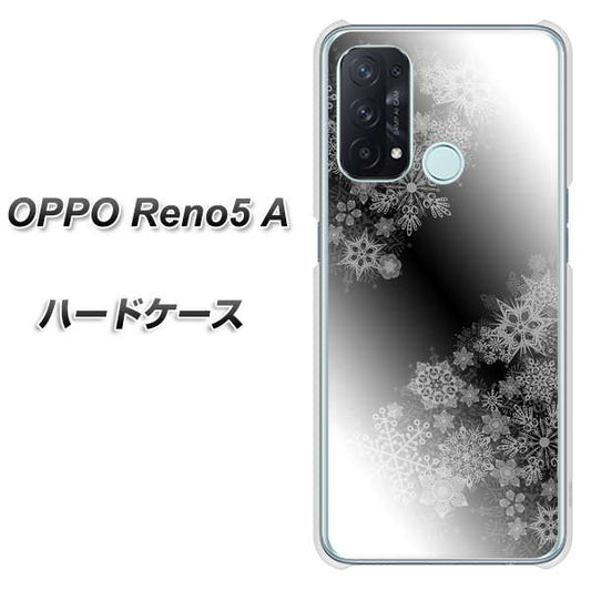 SIMフリー オッポ Reno5 A 高画質仕上げ 背面印刷 ハードケース【YJ340 モノトーン 雪の結晶 】