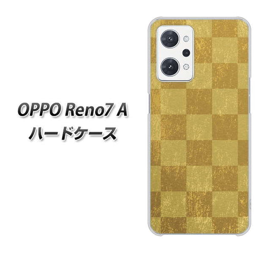 OPPO Reno7 A 高画質仕上げ 背面印刷 ハードケース【619 市松模様—金(骨董風に傷んだイメージ)】