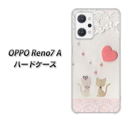 OPPO Reno7 A 高画質仕上げ 背面印刷 ハードケース【1104 クラフト写真ネコ(ハートM)】