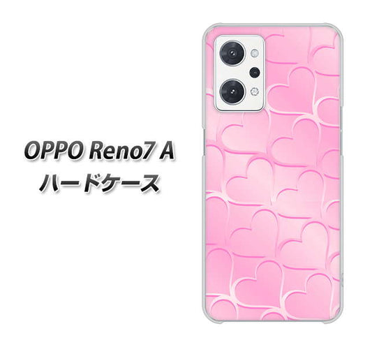 OPPO Reno7 A 高画質仕上げ 背面印刷 ハードケース【1342 かくれハート(ピンク)】