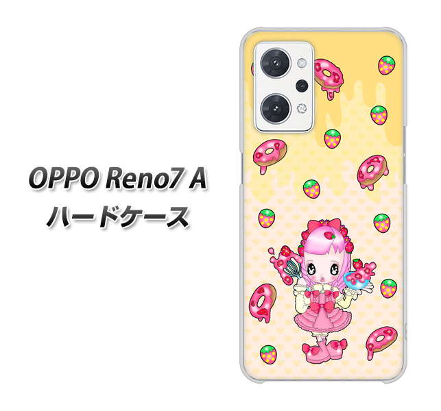 OPPO Reno7 A 高画質仕上げ 背面印刷 ハードケース【AG815 ストロベリードーナツ(水玉黄)】