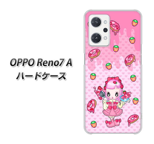 OPPO Reno7 A 高画質仕上げ 背面印刷 ハードケース【AG816 ストロベリードーナツ(水玉ピンク)】