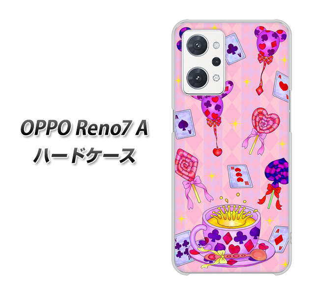 OPPO Reno7 A 高画質仕上げ 背面印刷 ハードケース【AG817 トランプティー(ピンク)】