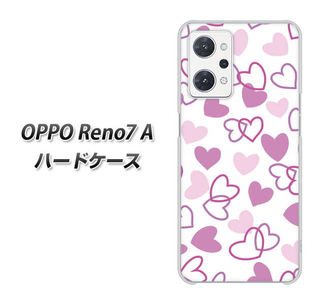 OPPO Reno7 A 高画質仕上げ 背面印刷 ハードケース【VA928 ハートがいっぱい パープル】