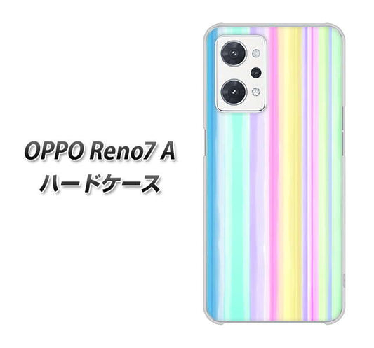 OPPO Reno7 A 高画質仕上げ 背面印刷 ハードケース【YJ313 ストライプ レインボー】