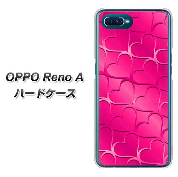 OPPO Reno A 高画質仕上げ 背面印刷 ハードケース【1347 かくれハート(ショッキングピンク)】