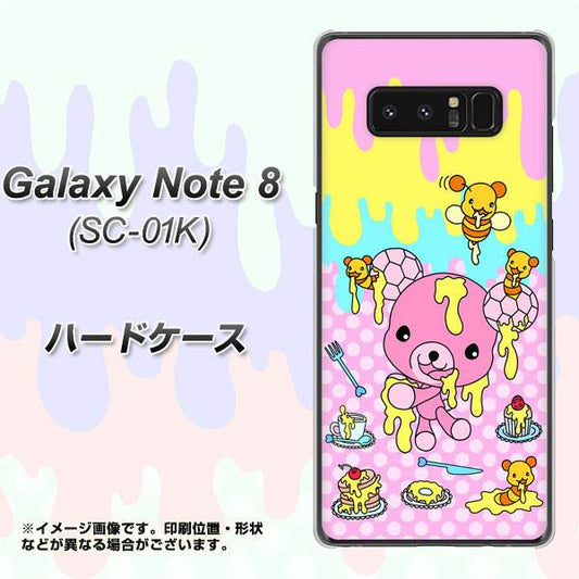 docomo ギャラクシーノート8 SC-01K 高画質仕上げ 背面印刷 ハードケース【AG822 ハニベア(水玉ピンク)】