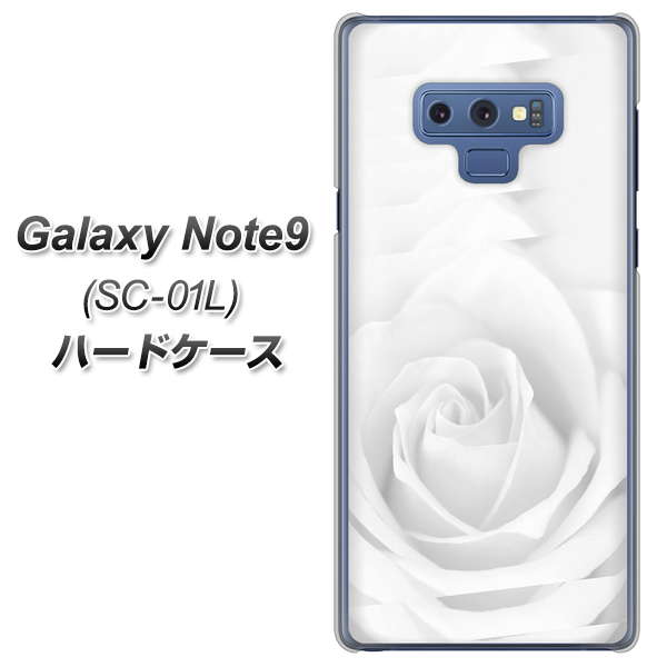 docomo ギャラクシー ノート9 SC-01L 高画質仕上げ 背面印刷 ハードケース【402 ホワイトRose】