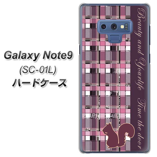 docomo ギャラクシー ノート9 SC-01L 高画質仕上げ 背面印刷 ハードケース【519 チェック柄にリス】