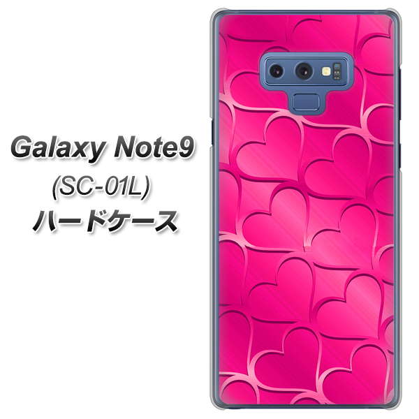 docomo ギャラクシー ノート9 SC-01L 高画質仕上げ 背面印刷 ハードケース【1347 かくれハート(ショッキングピンク)】