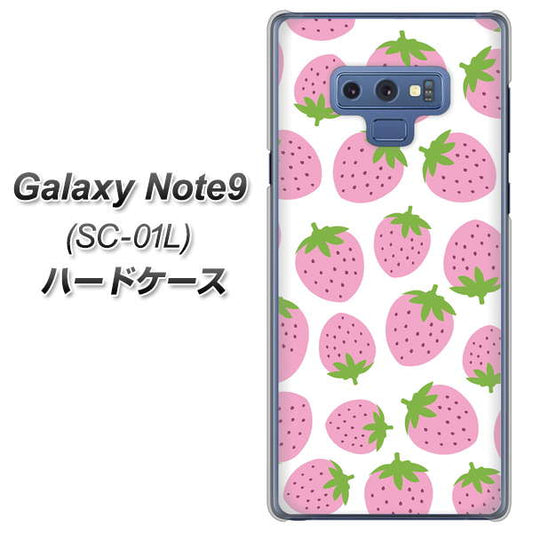 docomo ギャラクシー ノート9 SC-01L 高画質仕上げ 背面印刷 ハードケース【SC809 小さいイチゴ模様 ピンク】