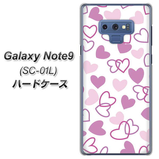 docomo ギャラクシー ノート9 SC-01L 高画質仕上げ 背面印刷 ハードケース【VA928 ハートがいっぱい パープル】