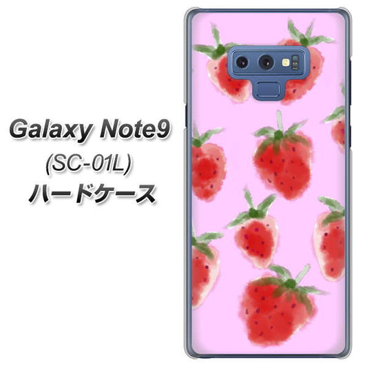 docomo ギャラクシー ノート9 SC-01L 高画質仕上げ 背面印刷 ハードケース【YJ180 イチゴ 水彩180】