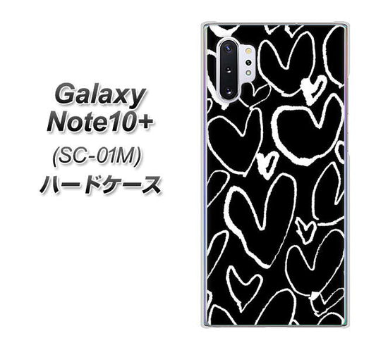 docomo ギャラクシー ノート10+ SC-01M 高画質仕上げ 背面印刷 ハードケース【1124 ハート BK&WH】