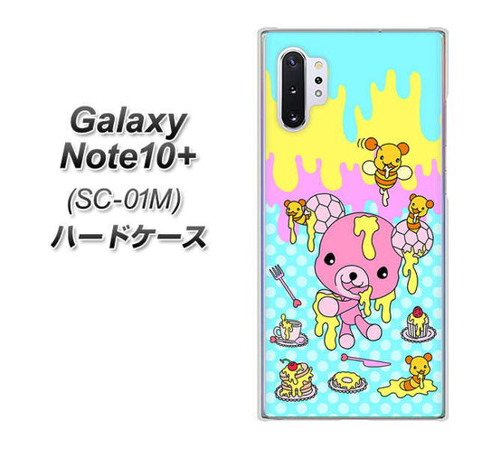 docomo ギャラクシー ノート10+ SC-01M 高画質仕上げ 背面印刷 ハードケース【AG821 ハニベア(水玉水色)】