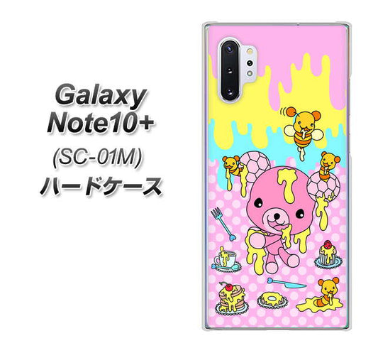 docomo ギャラクシー ノート10+ SC-01M 高画質仕上げ 背面印刷 ハードケース【AG822 ハニベア(水玉ピンク)】