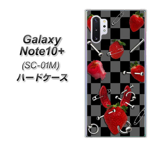 docomo ギャラクシー ノート10+ SC-01M 高画質仕上げ 背面印刷 ハードケース【AG833 苺パンク(黒)】