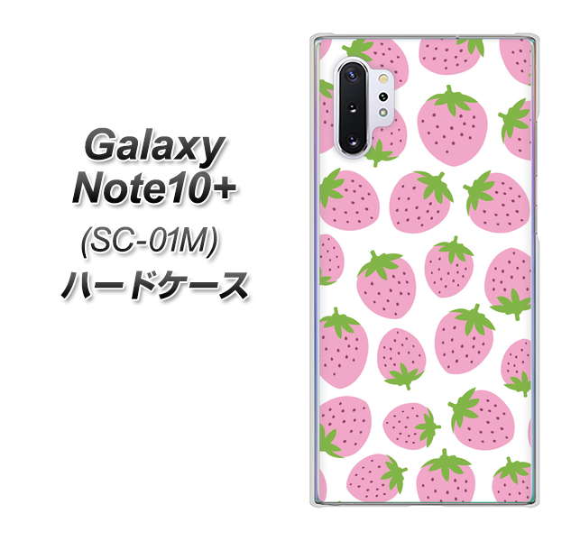 docomo ギャラクシー ノート10+ SC-01M 高画質仕上げ 背面印刷 ハードケース【SC809 小さいイチゴ模様 ピンク】