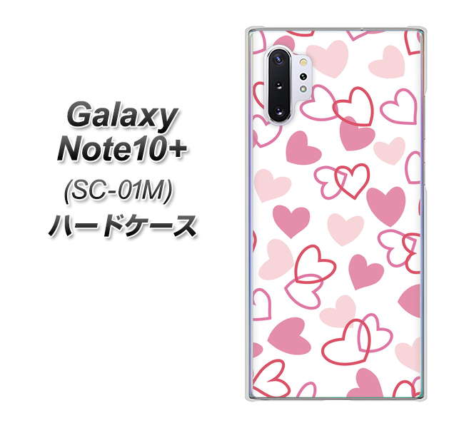 docomo ギャラクシー ノート10+ SC-01M 高画質仕上げ 背面印刷 ハードケース【VA929 ハートがいっぱい ピンク】