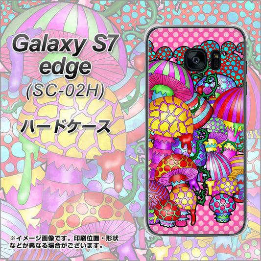 docomo ギャラクシーS7エッジ SC-02H 高画質仕上げ 背面印刷 ハードケース【AG806 きのこ(ピンク)】