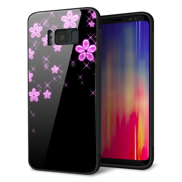 docomo ギャラクシー S8 SC-02J 強化ガラス&TPUスマホケース ガラプリ【019 桜クリスタル】