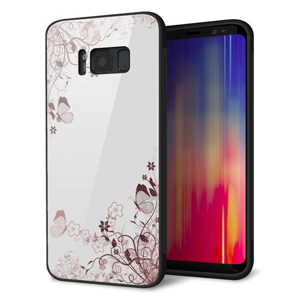 docomo ギャラクシー S8 SC-02J 強化ガラス&TPUスマホケース ガラプリ【142 桔梗と桜と蝶】