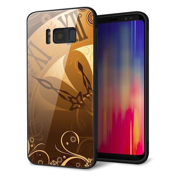 docomo ギャラクシー S8 SC-02J 強化ガラス&TPUスマホケース ガラプリ【185 時を刻む針】