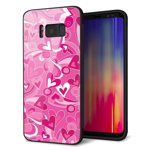 docomo ギャラクシー S8 SC-02J 強化ガラス&TPUスマホケース ガラプリ【383 ピンクのハート】