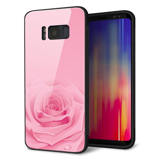 docomo ギャラクシー S8 SC-02J 強化ガラス&TPUスマホケース ガラプリ【401 ピンクのバラ】