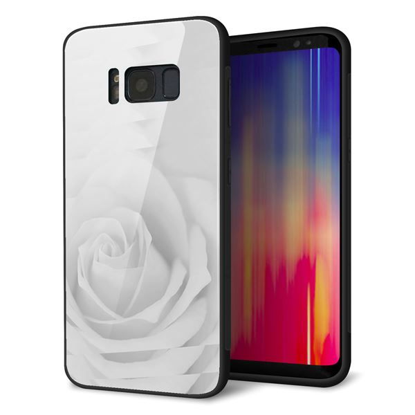 docomo ギャラクシー S8 SC-02J 強化ガラス&TPUスマホケース ガラプリ【402 ホワイトRose】