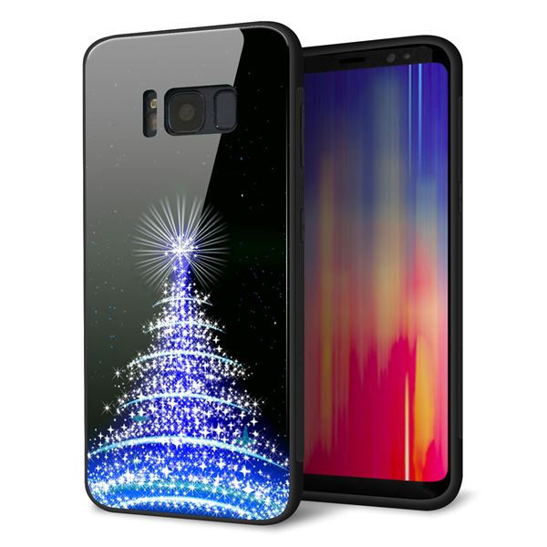 docomo ギャラクシー S8 SC-02J 強化ガラス&TPUスマホケース ガラプリ【589 ブルーライトツリー】