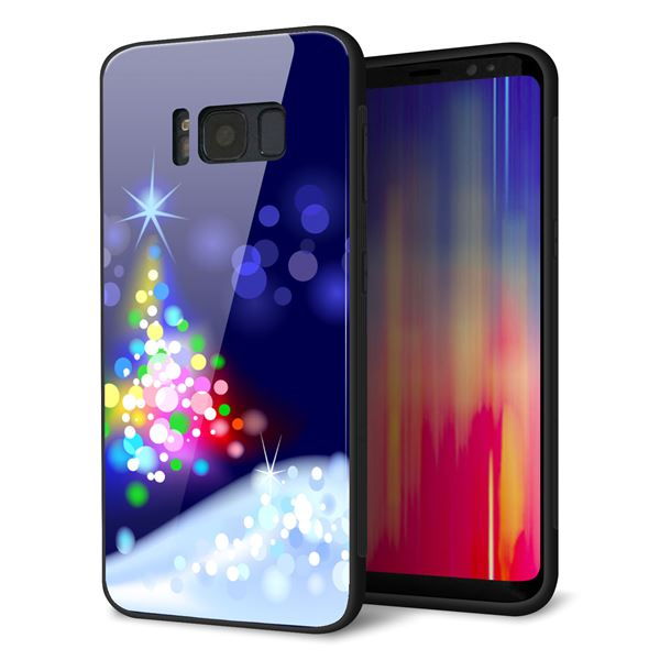 docomo ギャラクシー S8 SC-02J 強化ガラス&TPUスマホケース ガラプリ【720 白銀のクリスマスツリー】
