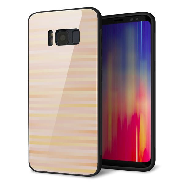 docomo ギャラクシー S8 SC-02J 強化ガラス&TPUスマホケース ガラプリ【IB909 グラデーションボーダー_オレンジ】