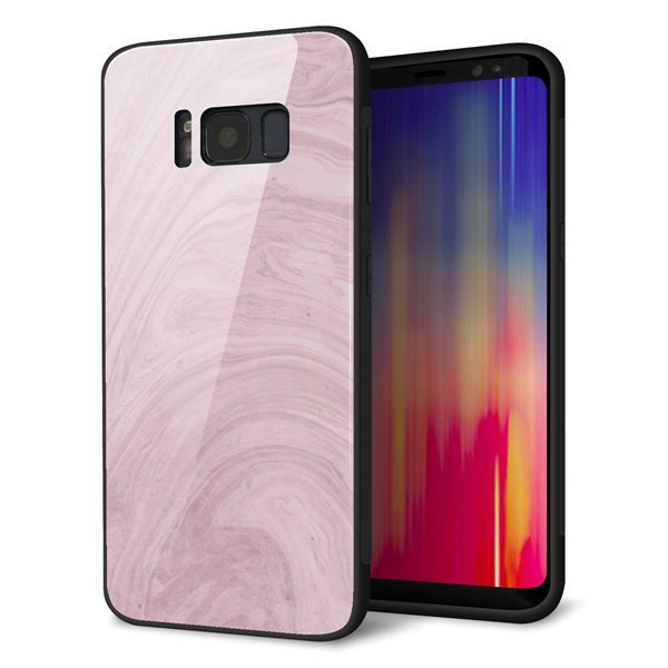 docomo ギャラクシー S8 SC-02J 強化ガラス&TPUスマホケース ガラプリ【KM873 大理石ラベンダー】