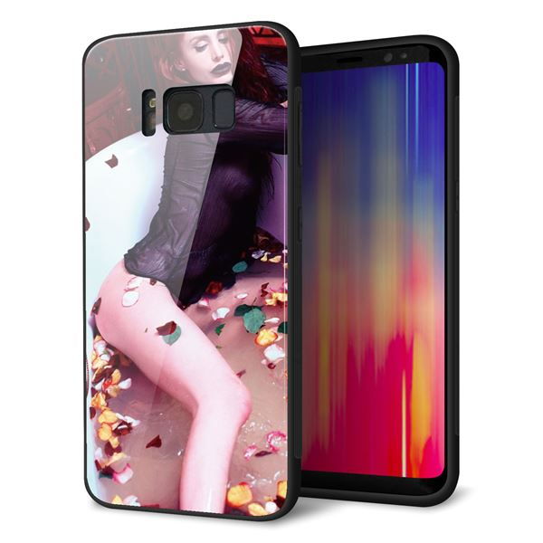 docomo ギャラクシー S8 SC-02J 強化ガラス&TPUスマホケース ガラプリ【KM885 バラ風呂】