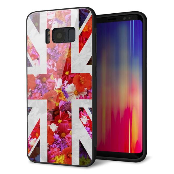 docomo ギャラクシー S8 SC-02J 強化ガラス&TPUスマホケース ガラプリ【SC801 ユニオンジャック リアルフラワー】
