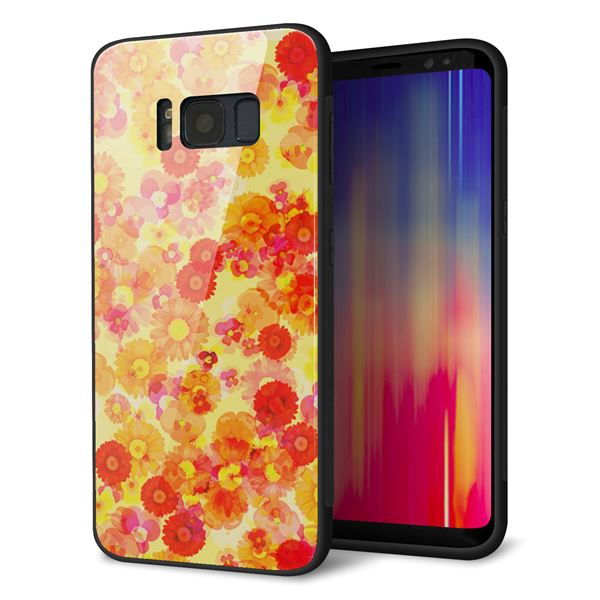 docomo ギャラクシー S8 SC-02J 強化ガラス&TPUスマホケース ガラプリ【SC867 リバティプリント フルールドパルファン(イエロー)】
