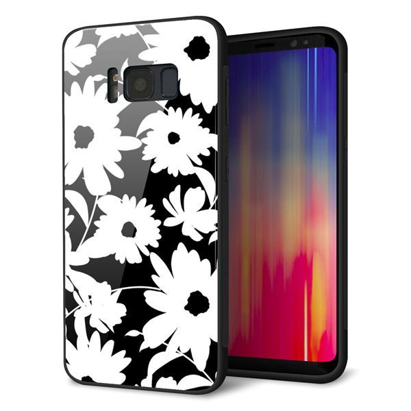 docomo ギャラクシー S8 SC-02J 強化ガラス&TPUスマホケース ガラプリ【SC915 花柄モノトーン 04】