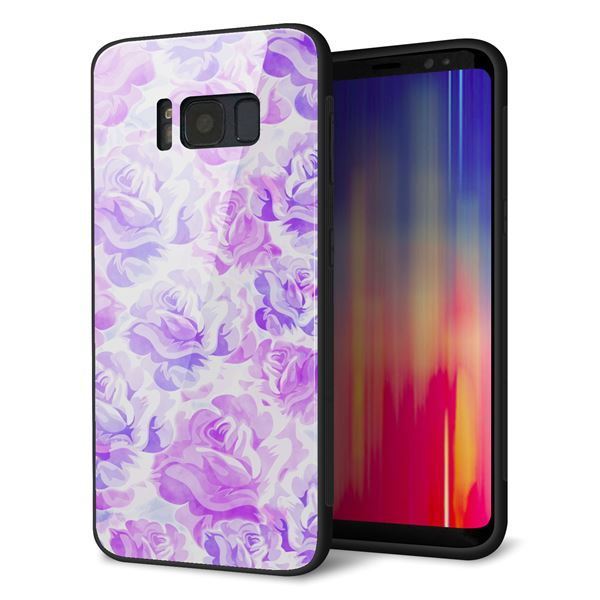 docomo ギャラクシー S8 SC-02J 強化ガラス&TPUスマホケース ガラプリ【SC929 ローズ パープル】