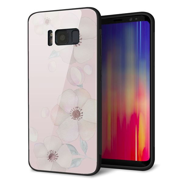 docomo ギャラクシー S8 SC-02J 強化ガラス&TPUスマホケース ガラプリ【SC949 ドゥ・フルール(オフピンク)】